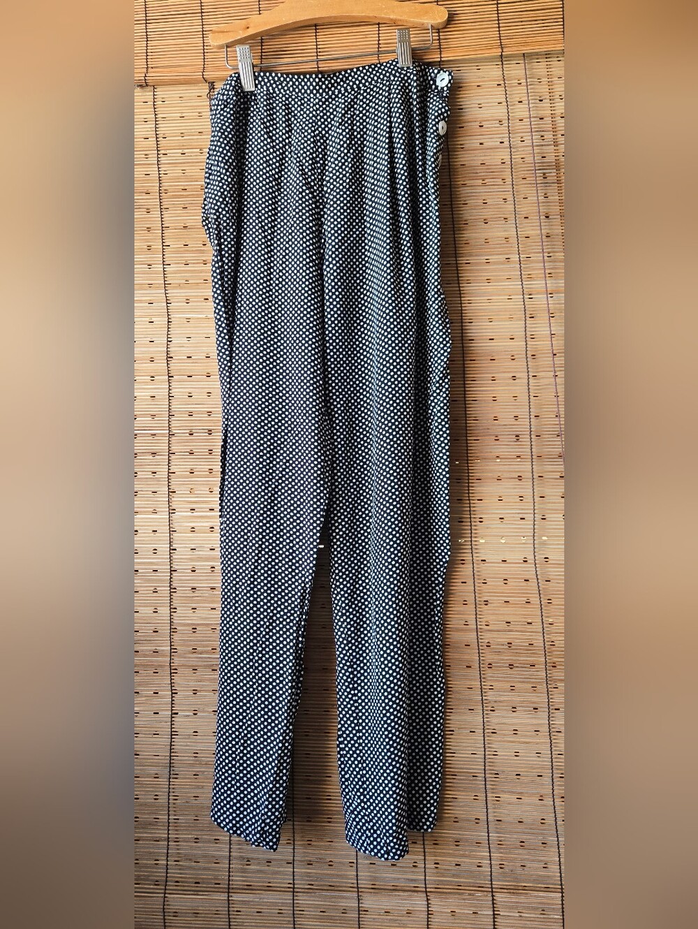 Vintage REXX New York Polka Dot Wide Leg Pants Womens Medium Black White
